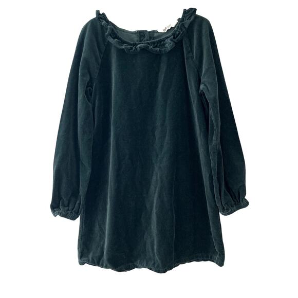 H&M Cotton Velvet Ruffle Collar Dress - Green - 8 - Picture 1 of 6